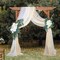 4 Pcs Wedding Arch Flowers and Drape Kit Include 2 Artificial Floral Swag and 2 White Chiffon Drapes